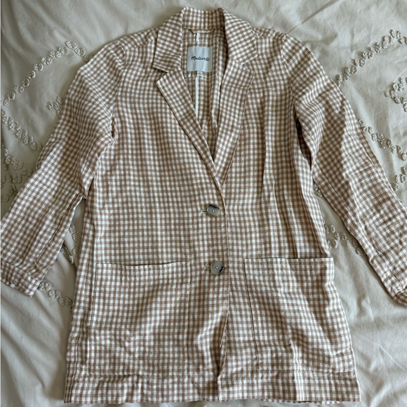 Madewell Beige Checkered Blazer - Picture 1 of 3